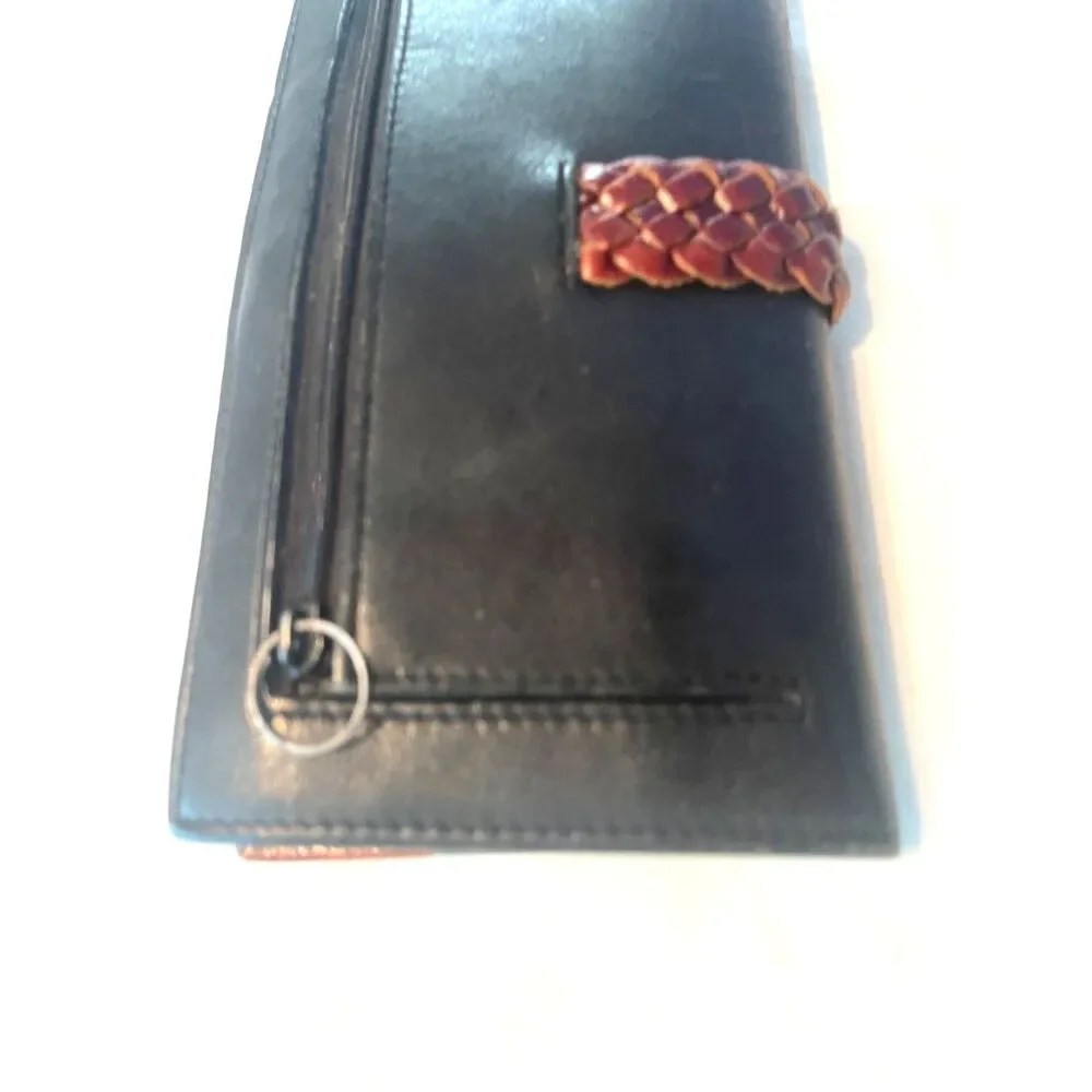 Vintage Brighton Wallet Leather Logo Heart Croc Black & Brown Bifold *READ